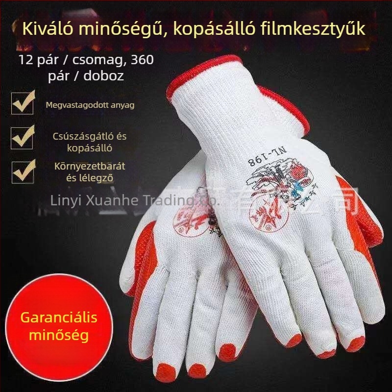 Altair pamutfonalból készült kesztyű latexzárral a tenyéren, vágásálló, gépekhez és feladatokhoz az építőiparban és az autóiparban