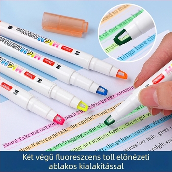 Kétoldalas kiemelő toll kristályheggyel – Modell JM-9926, műanyag test, 5 db dobozonként