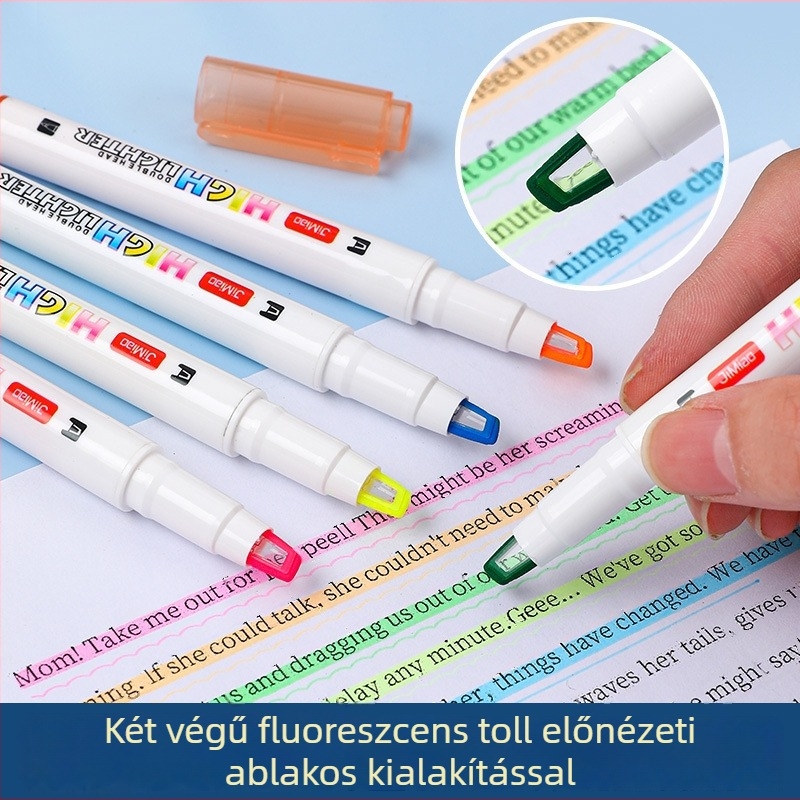 Kétoldalas kiemelő toll kristályheggyel – Modell JM-9926, műanyag test, 5 db dobozonként