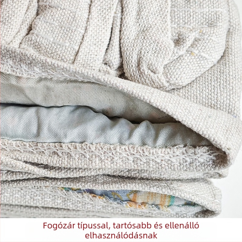 Kétrétegű vászon védőkesztyű hegesztéshez és gépkarbantartáshoz; erősített kivitel, hőszigetelő és kopásálló, 24 cm hosszú