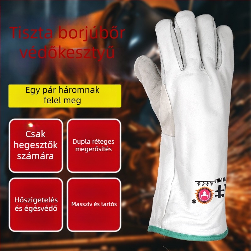 Wu Niu Hegesztő kesztyűk – Borjúbőr, Teljes bőr, Tűzálló varrás, Hegesztéshez