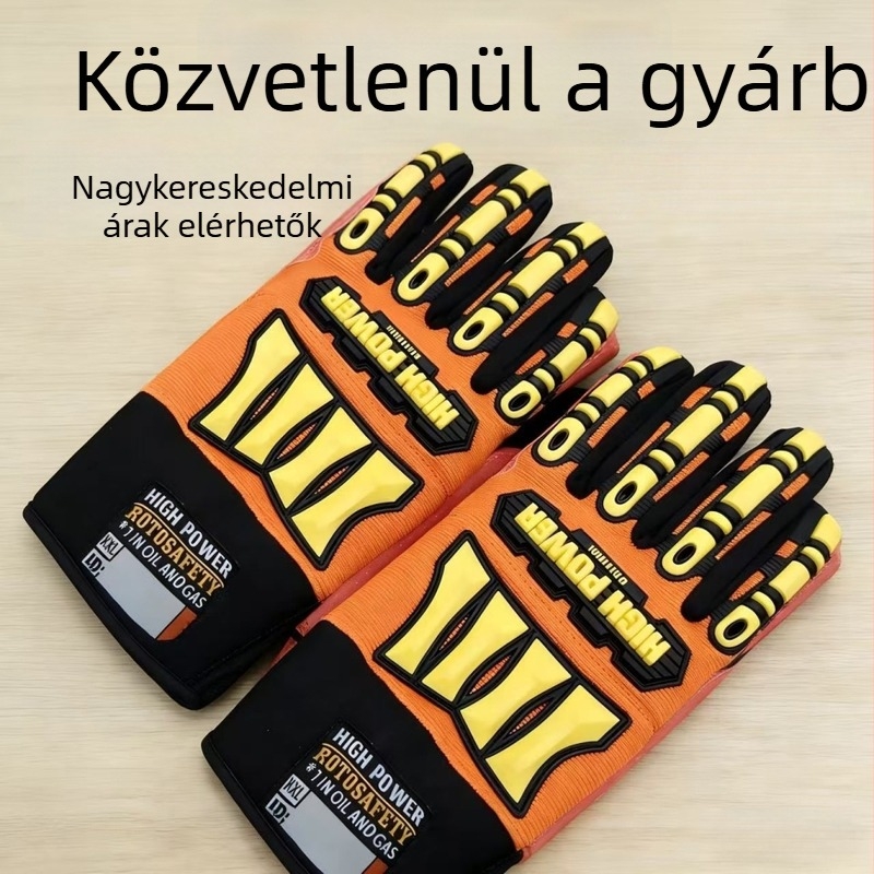 Ipari kesztyű TPR ütésvédelmes, csúszásmentes és kopásálló, szintetikus gumiból