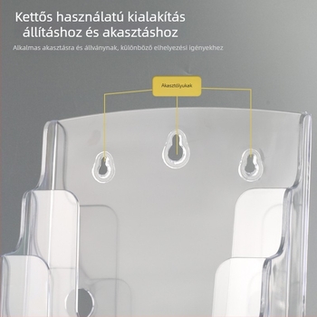 Akril információs polc, 4-szintes asztali irattartó brosúrák és szórólapok számára, 10 cm közbenső távolság