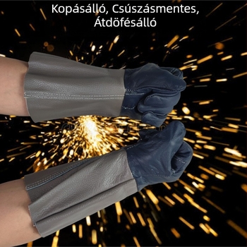 Tehénbőr hegesztő kesztyűk, hőálló, égésvédelmi, fémmunkálatokhoz és elektromos hegesztéshez