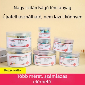 Színes iratkapcsok nagy, közepes és kis méretekben, irodai dosszié-kapcsok, kevert készlet, fekete halfarok kapcsok