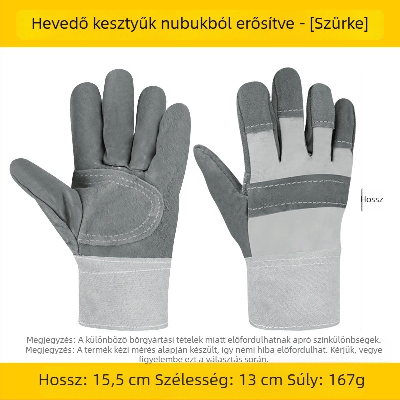 Ji Liuliu Hegesztő kesztyűk – tehénbőr + vászon, villanyszerelő építkezéseken