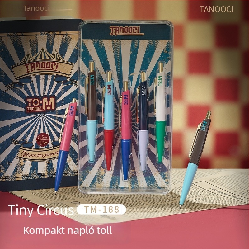Tanos zsebpen – műanyag tok, fém hegy, golyóstoll vég, ajándékdobozos csomagolás, diákok és szakemberek számára