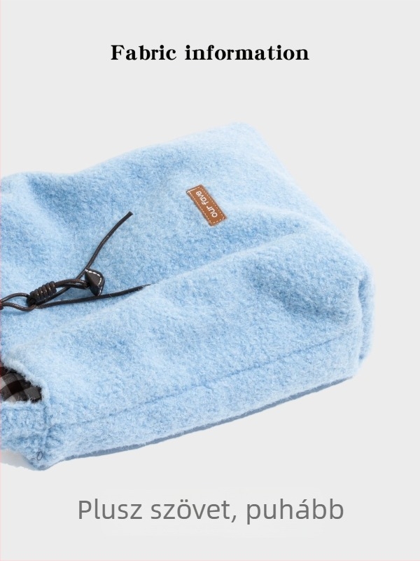 CKKUI Púpos crossbody táska, hengeres alak, flanel anyag, zsinóros zárás, poliészter bélés, tél 2025