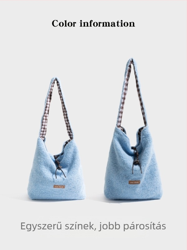 CKKUI Púpos crossbody táska, hengeres alak, flanel anyag, zsinóros zárás, poliészter bélés, tél 2025