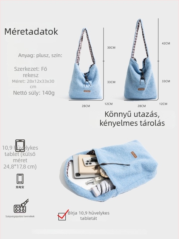 CKKUI Púpos crossbody táska, hengeres alak, flanel anyag, zsinóros zárás, poliészter bélés, tél 2025