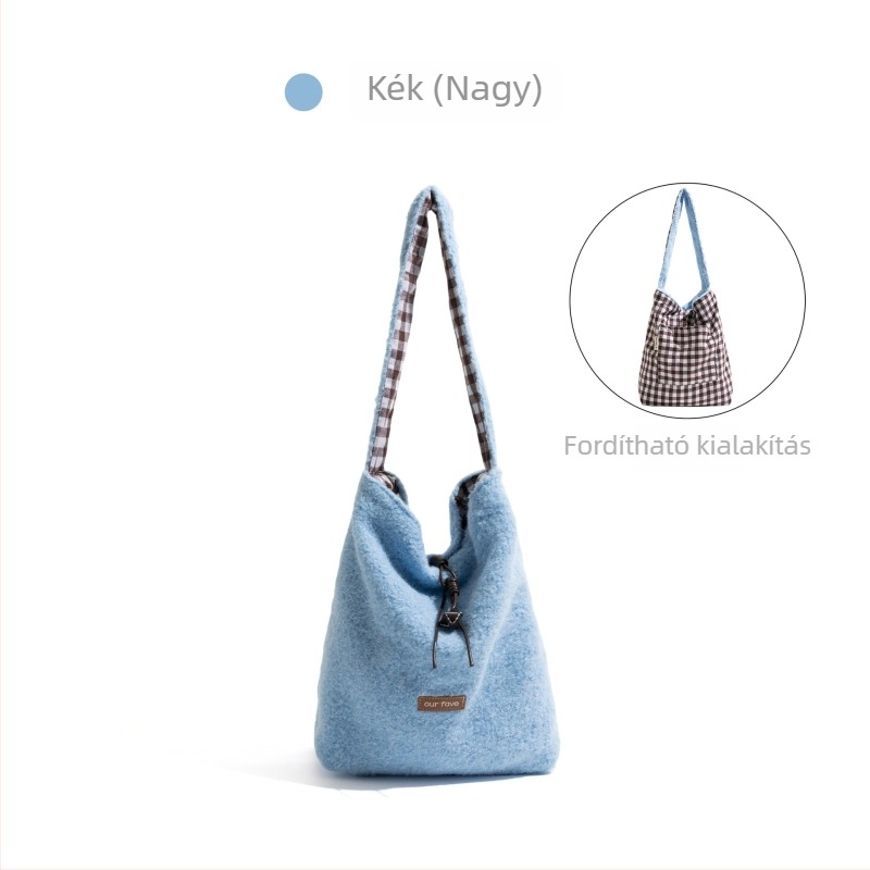 CKKUI Púpos crossbody táska, hengeres alak, flanel anyag, zsinóros zárás, poliészter bélés, tél 2025
