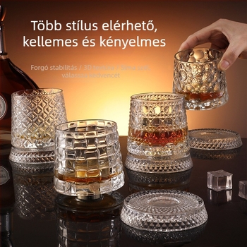 Whiskey pohár kristály alappal, kristályüveg, 201–300 ml kapacitás, könnyed luxus stílus, forgó aljzat