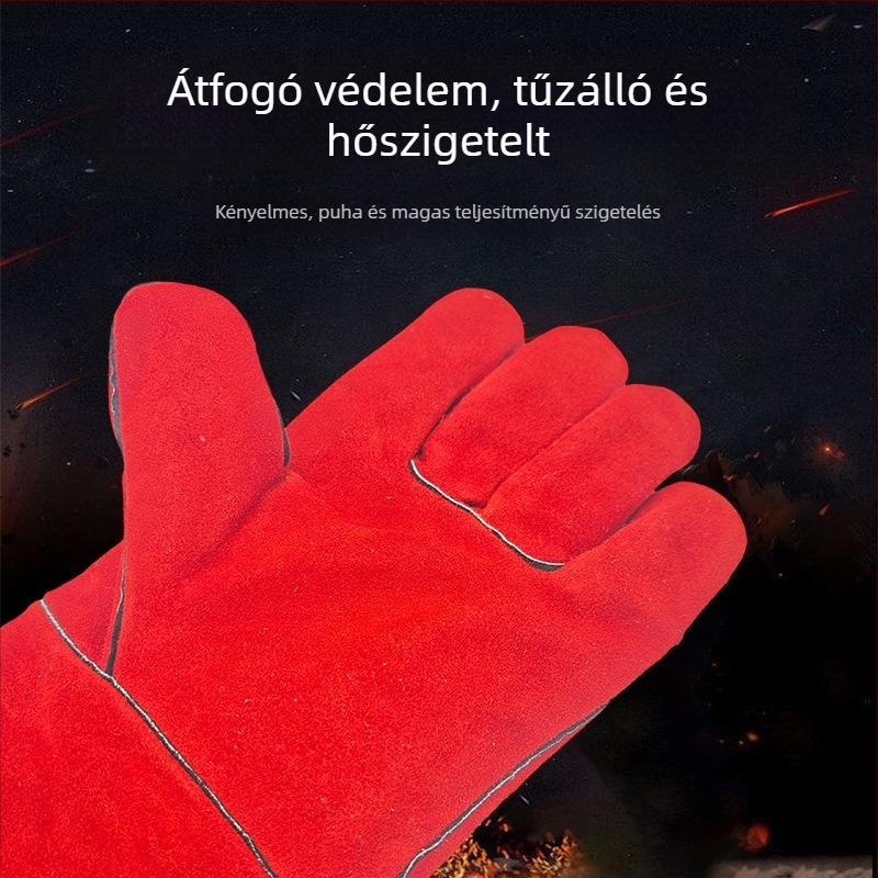 Két rétegű velúr marhabőr hegesztő kesztyűk | Magas hőállóság, hőszigetelés, kopásállóság