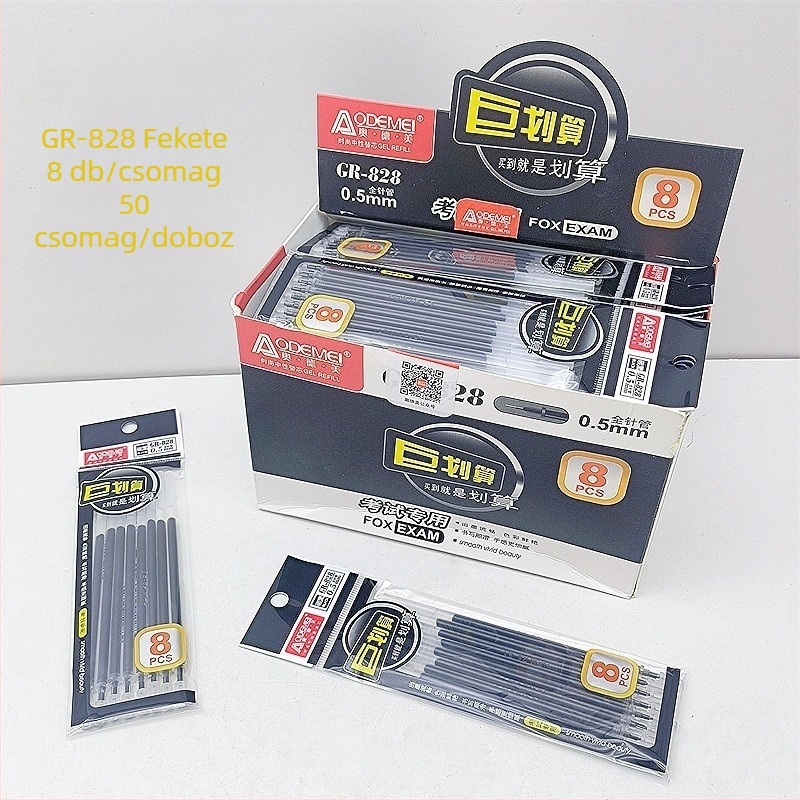Odeme gél tollbetét 0,5 mm, 8 db, modell GR-828, fekete, piros, kék