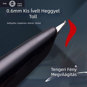 Yongsheng 0,6 mm-es kis hegyű toll felnőtteknek, fekete ébenfa test, görbült hegye a kalligráfiához