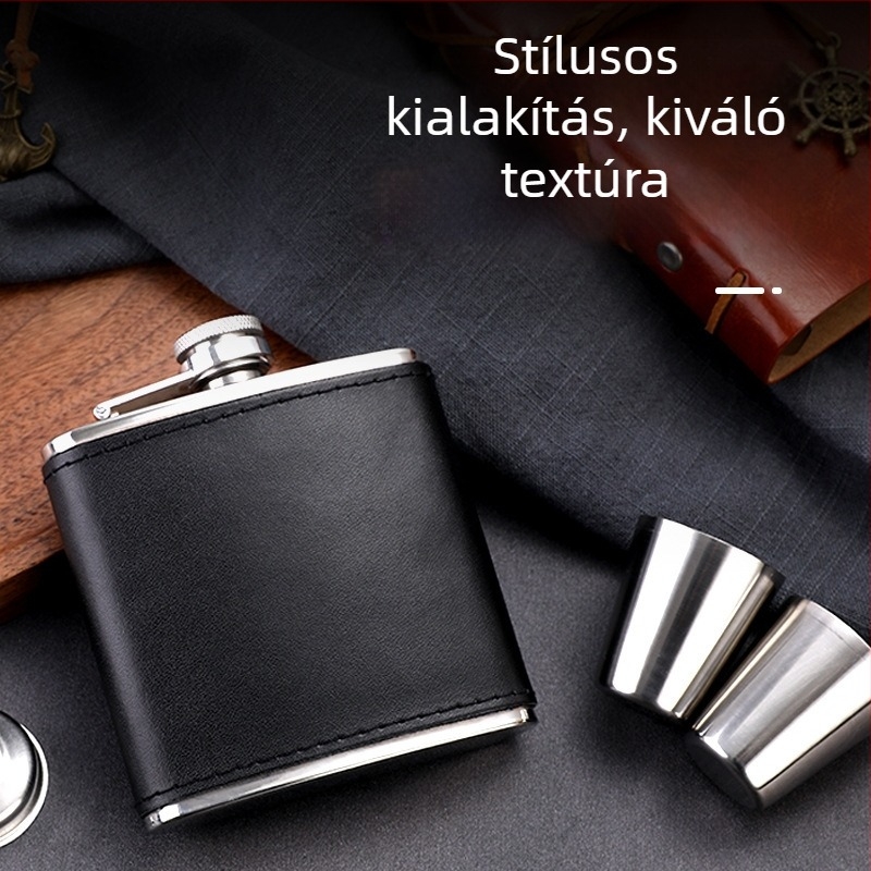 304 rozsdamentes acélból készült lapos borosüveg készlet, kültéri hordozható, modern minimalist stílus, 2025-ben debütált