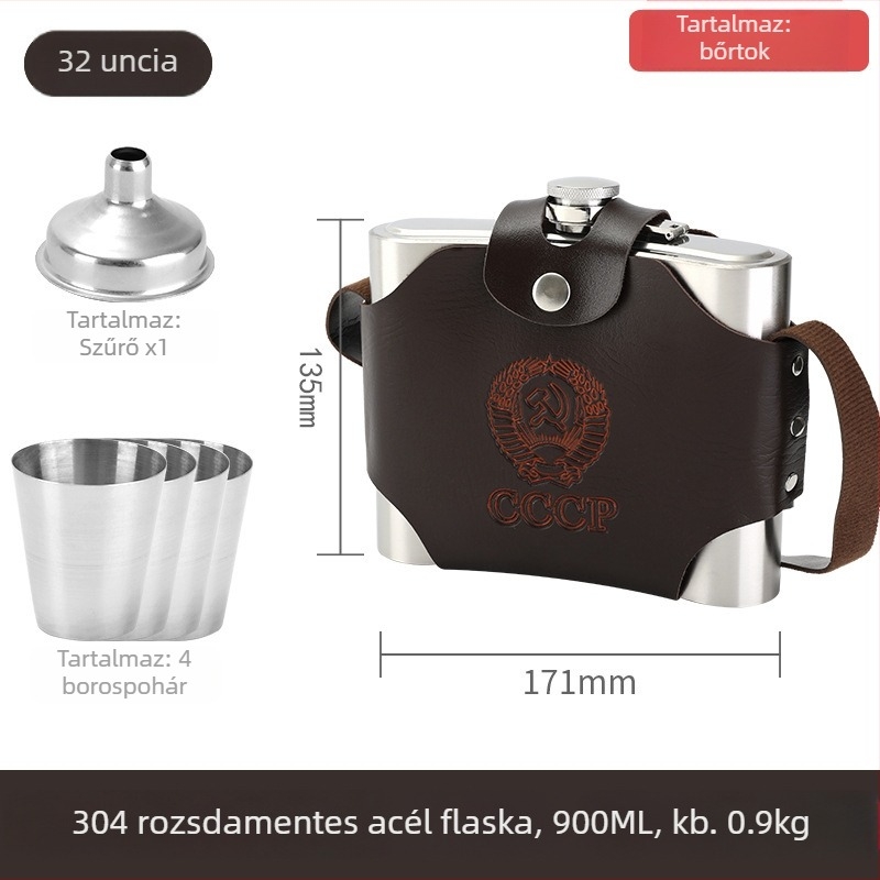 304 rozsdamentes acélból készült lapos borosüveg készlet, kültéri hordozható, modern minimalist stílus, 2025-ben debütált