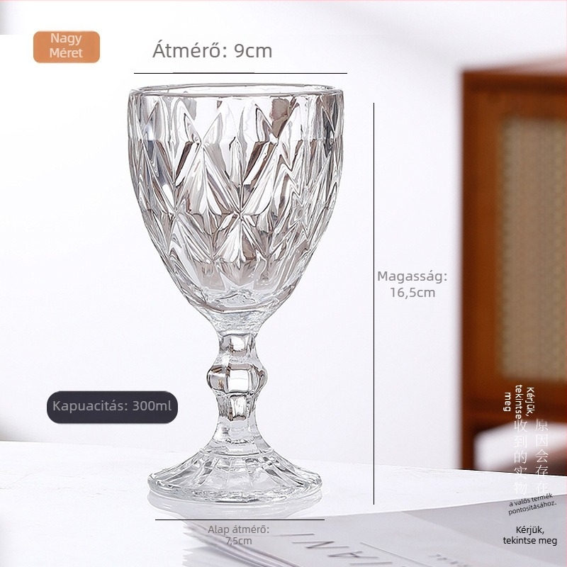 Wenduo Vörösboros pohár - üveg, modern minimalist stílus, rombos dizájn, logó nyomtatási lehetőség, papírdobozos csomagolás