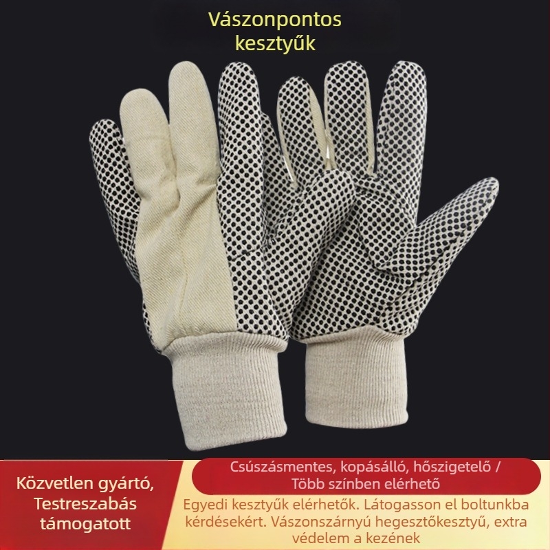 Vászonból készült vágásbiztos kesztyűk, csúszásmentes, ipari használatra, súly 75