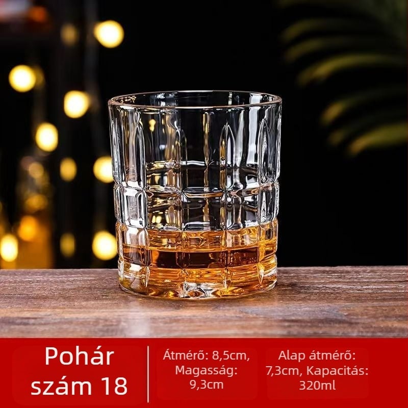 Whiskey pohár készlet, modern minimalista stílus, üveg anyag, márka 01, kód 0409-3, logó nyomtatás lehetséges, első osztályú minőség