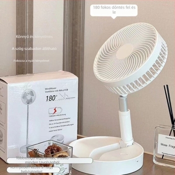 USB-töltésű összecsukható, hordozható mini ventilátor távirányítóval, 3 lapáttal, 4 sebességfokozattal, kollégiumi szobába és kültéri tevékenységekhez