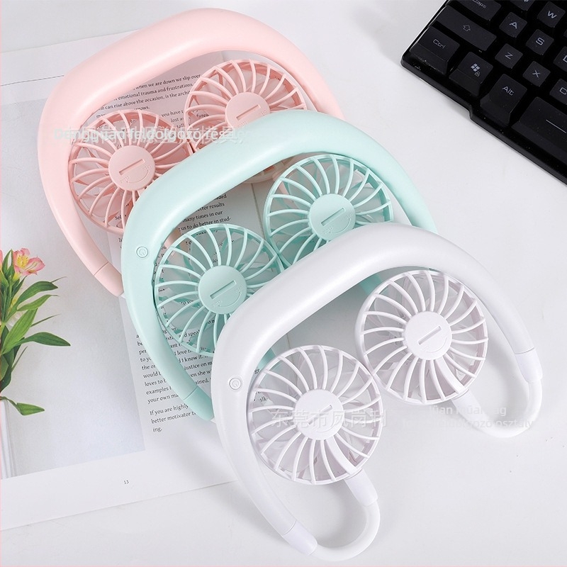 USB töltésű nyakba akasztható ventilátor, mini hordozható kézi ventilátor, 6 lapát és 3 sebességfokozat