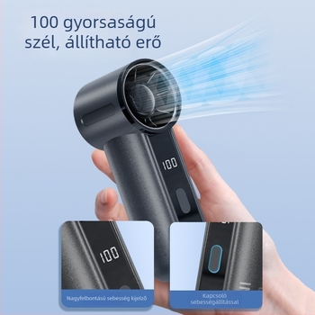 Kézi USB-töltéses ventilátor brushless motorral, beépített 2000–4000 mAh akkumulátorral, 5V 5W, 6+ lapát