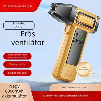 Kézi bladeless turbó ventilátor, beépített 6000 mAh-s akkumulátor, 9 sebességfokozat, zaj ≤ 36 dB