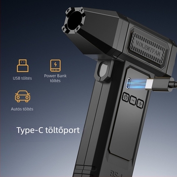 Kézi bladeless turbó ventilátor, beépített 6000 mAh-s akkumulátor, 9 sebességfokozat, zaj ≤ 36 dB