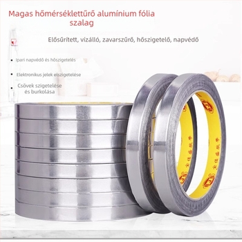 Alumíniumfóliás teip - magas hőmérséklet-állóság, vezető és anti-sztatikus, 0,05–0,2 mm vastagság, mobiltelefon akkumulátorok, monitorok és klímakompresszorok számára