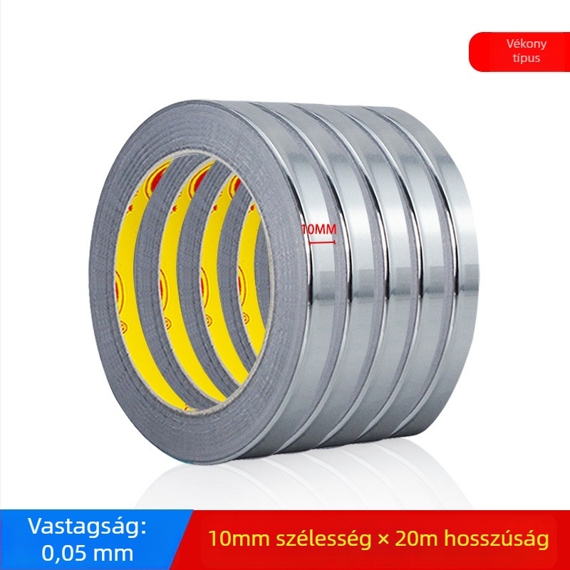 Alumíniumfóliás teip - magas hőmérséklet-állóság, vezető és anti-sztatikus, 0,05–0,2 mm vastagság, mobiltelefon akkumulátorok, monitorok és klímakompresszorok számára