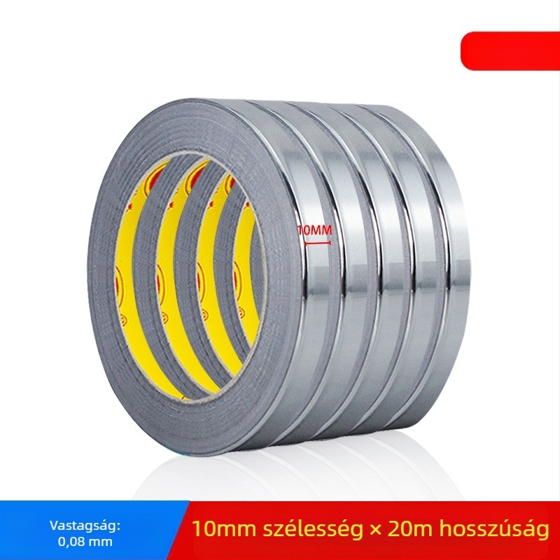 Alumíniumfóliás teip - magas hőmérséklet-állóság, vezető és anti-sztatikus, 0,05–0,2 mm vastagság, mobiltelefon akkumulátorok, monitorok és klímakompresszorok számára
