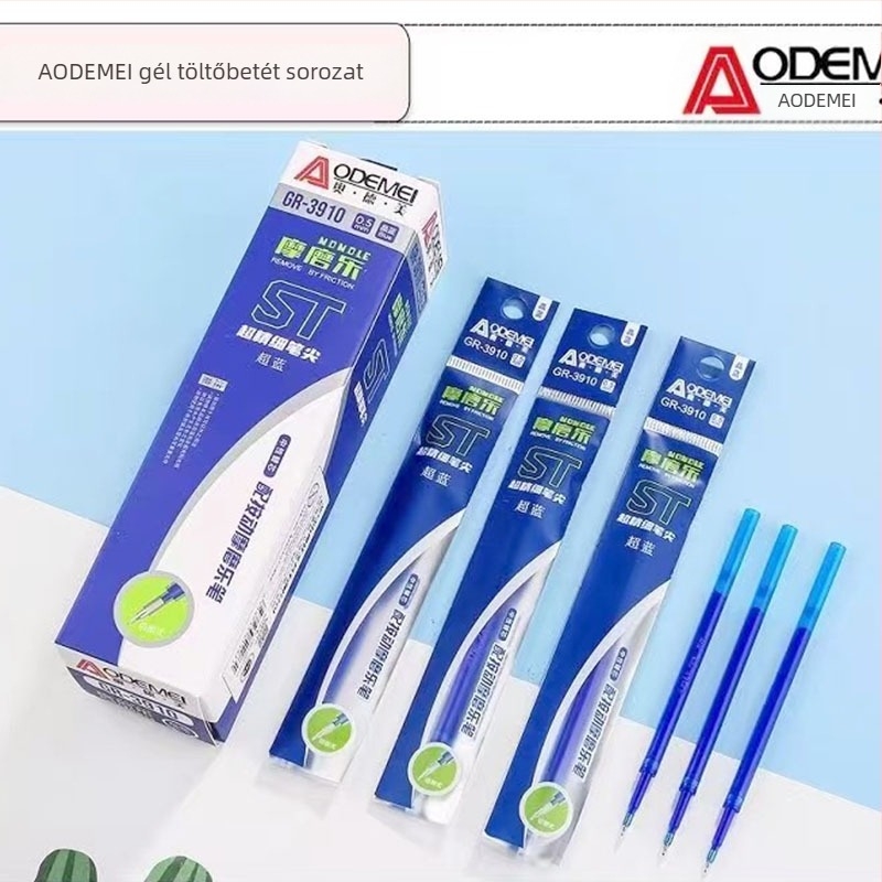 Odeme nyomógombos törölhető gél toll refill, golyóhegy, 0,5 mm, kristálykék/fekete
