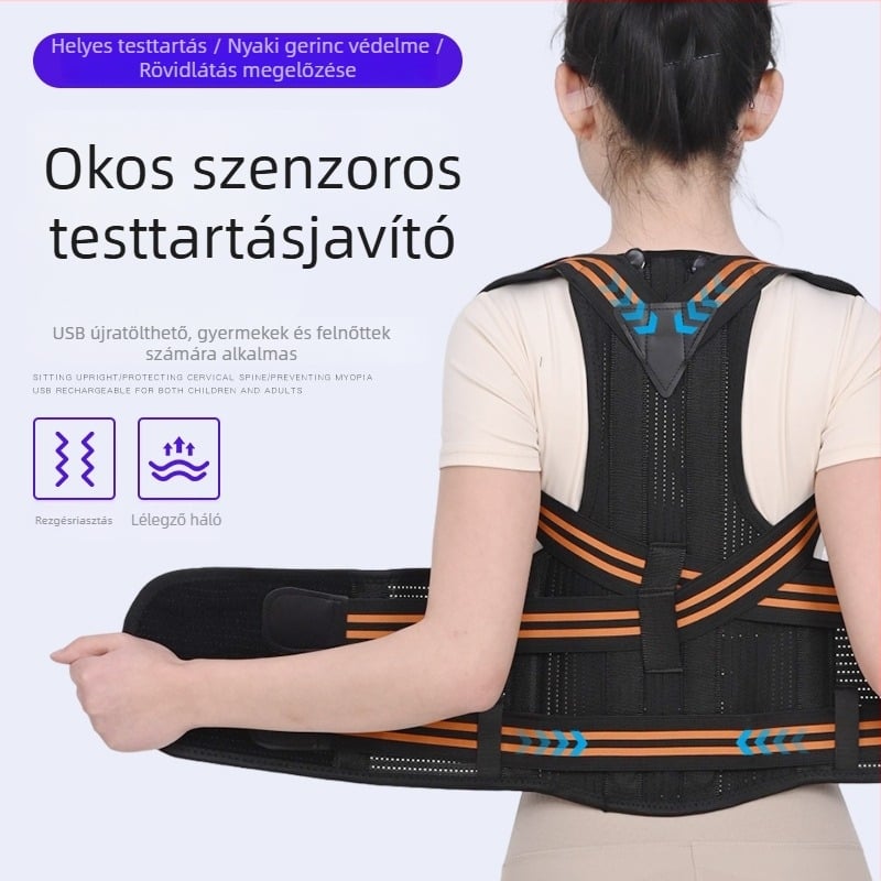 Intelligens szenzoros testtartás-korrigáló gyerekeknek és felnőtteknek, láthatatlan háti testtartás-korrigálóöv