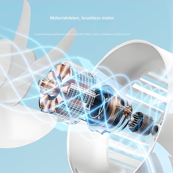 USB-s asztali ventilátor, beépített akkumulátor 1200–2000 mAh, zaj 36–45 dB, 6+ lapátok