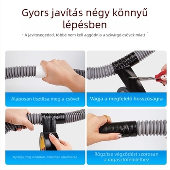 Cső- és tömlőszivárgás javító szalag – textil alapú, önragadó, vízálló, repedészáró tömítés csövekhez, mosogatókhoz és mosógépekhez