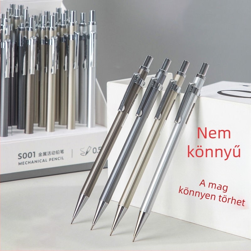 Fémtestű mechanikus ceruza professzionális rajzhoz, 0,5 mm grafit, kiegyensúlyozott súlypont, többfunkciós