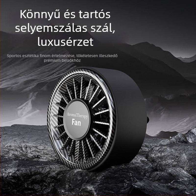 Autós USB aromaterápiás ventilátor a légkivezetőhöz, 5 lapáttal, brushless motor, digitális kijelző, összecsukható