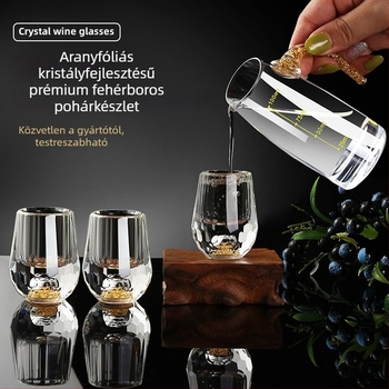 Kristályos szeszes italok pohárkészlet – vízcsepp formájú aranyfólia dizájn, 100 ml kapacitás, nyomtatott logó, első osztályú minőség