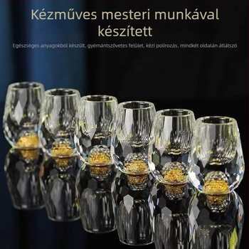Kristályos szeszes italok pohárkészlet – vízcsepp formájú aranyfólia dizájn, 100 ml kapacitás, nyomtatott logó, első osztályú minőség