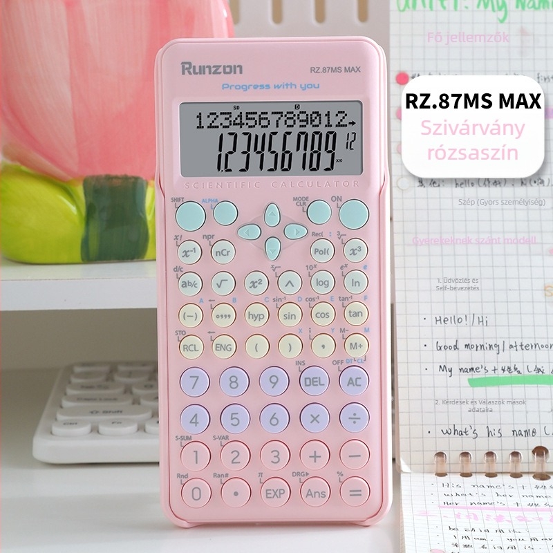 Diákkal számológép – hordozható, 12 digitos kijelző, ABS műanyag, modell RZ.87ms, egyedi logó nyomtatás lehetséges, elem nincs benne