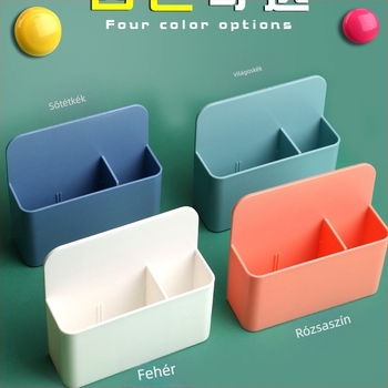 Falihoz szerelhető szívó típusú mágneses tolltartó – fehér táblához és fekete táblához, PVC, négyszögletes, nagy kapacitású