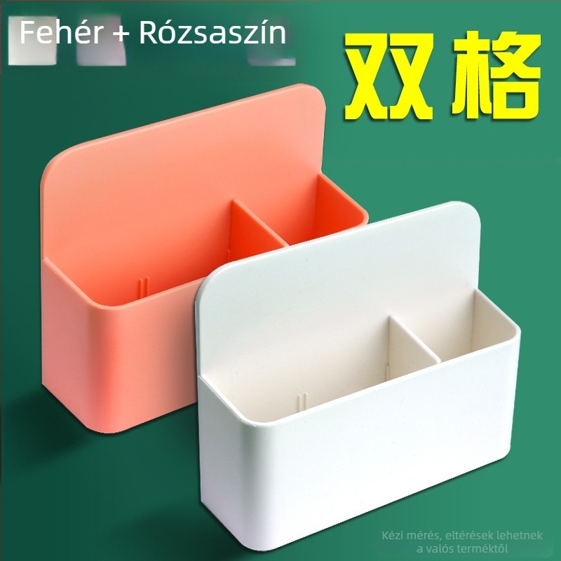 Falihoz szerelhető szívó típusú mágneses tolltartó – fehér táblához és fekete táblához, PVC, négyszögletes, nagy kapacitású