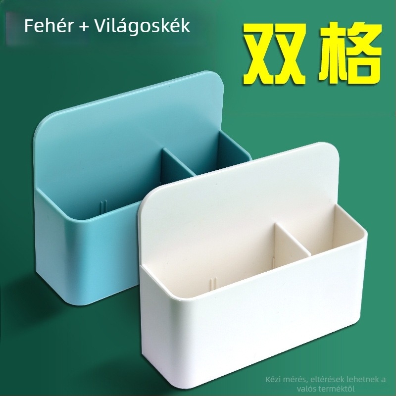 Falihoz szerelhető szívó típusú mágneses tolltartó – fehér táblához és fekete táblához, PVC, négyszögletes, nagy kapacitású