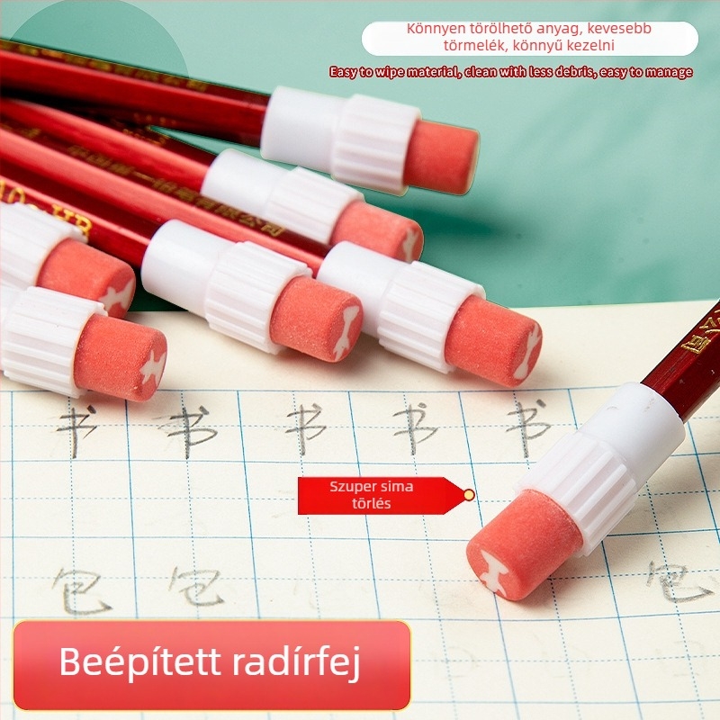 HB ceruza általános iskolások számára – hatszögletű fa test, nagy radír, grafit keménység B, íráshoz alkalmas