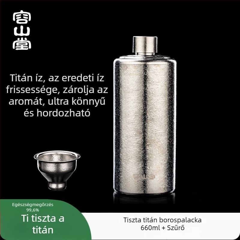 Rongshantang tiszta titán kültéri hordozható borosüveg - modern minimalista stílus, üres üveg, logónyomás elérhető