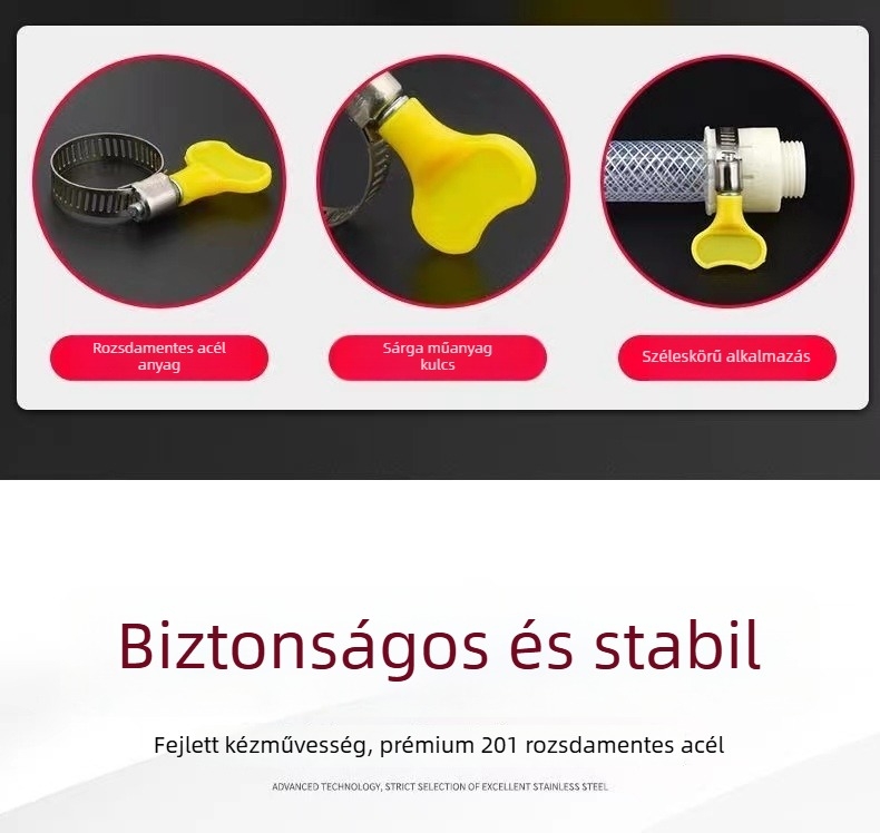 Acélcső-szorító csavaros szorítóval; névleges átmérők 10–16 mm, 13–19 mm, 16–25 mm; rögzítő átmérő 25 mm; alkalmazás: Egyéb