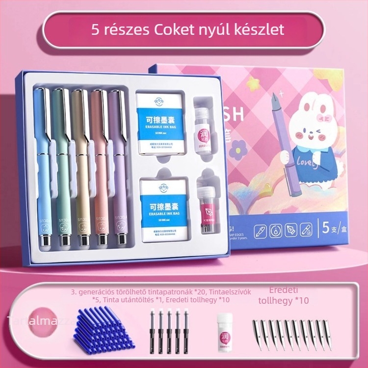 Törölhető toll harmadik osztályos diákok számára, cserélhető tintaszsák, gyerekek írásgyakorlásához, merev radír, radírszett, fémborítás, modell Q29, Kuailiwen