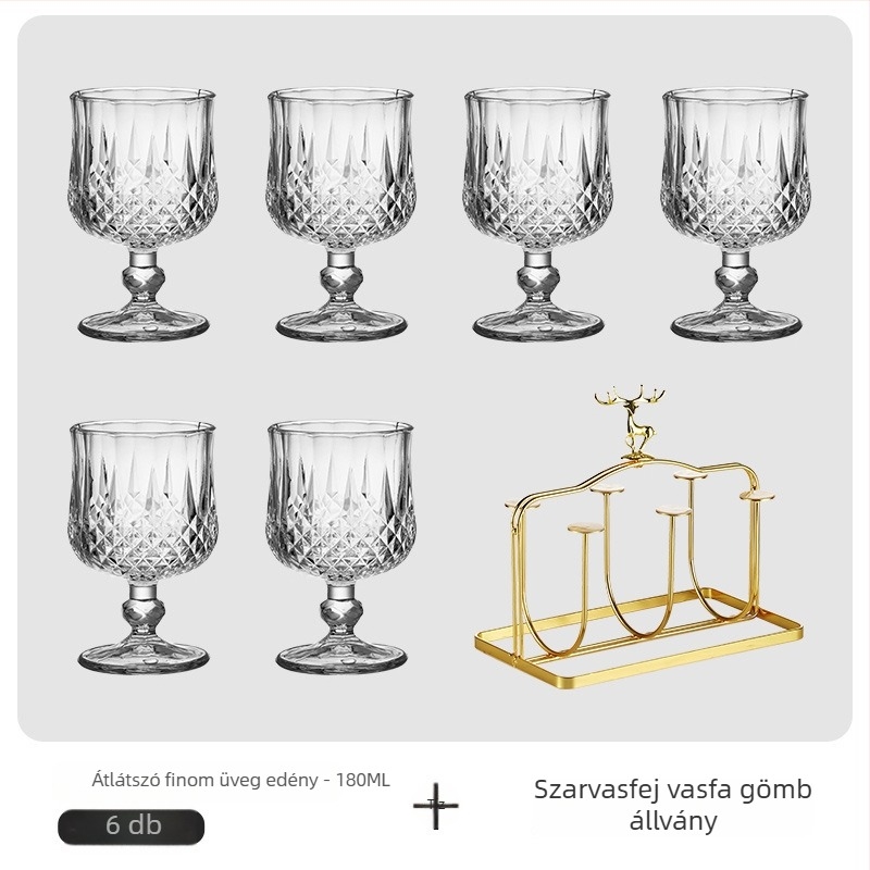 Üveg italos pohár készlet: sörös poharak, vörösboros poharak, brandy és whiskey poharak, 1000 ml feletti kapacitás, egyszerű stílus
