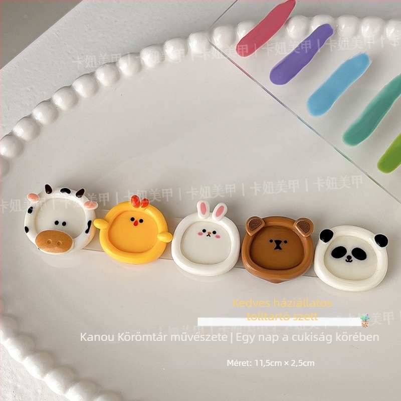 Új multifunkcionális körömállvány aranyos állat formájú dizájnnal, asztali rendező és tolltartó – műanyag és kerámia – Kaniu márka – 1 db